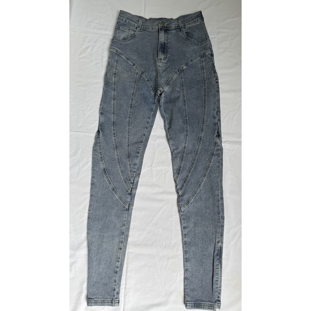 Maniere De Voir Womens Light Wash Blue Skinny Slim Contour Jeans US 8 UK 12